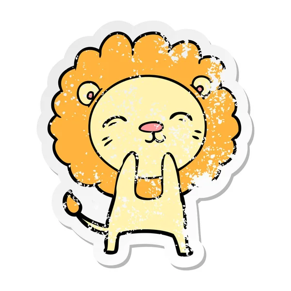 Distressed Sticker Cartoon Lion — Stock Vector