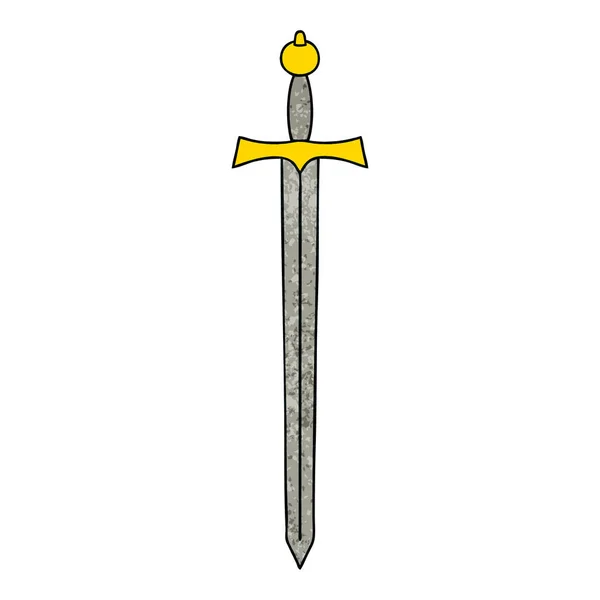 Handgezeichnetes Skurriles Cartoon Schwert — Stockvektor