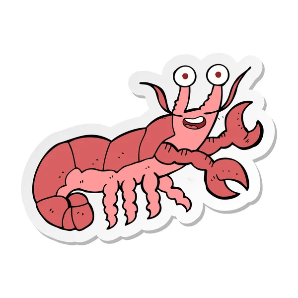 Sticker of a cartoon lobster — Stock Vector