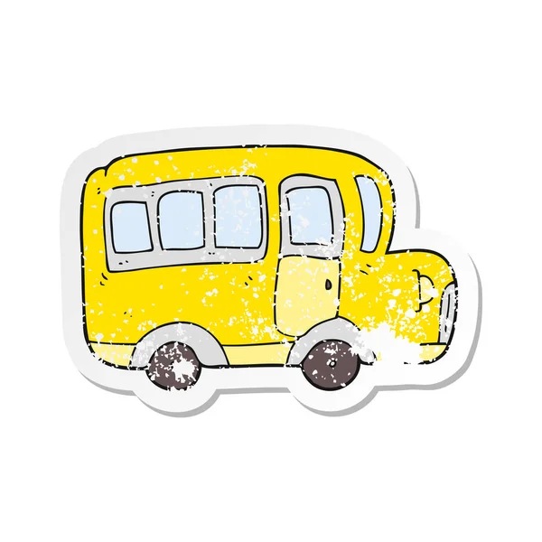 Ретро Стресова Наклейка Мультяшного Жовтого Шкільного Автобуса — стоковий вектор