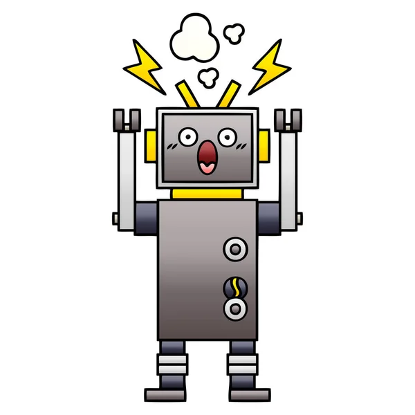 Ντεγκραντέ Σκιασμένο Γελοιογραφία Ενός Δυσλειτουργούσα Ρομπότ — Διανυσματικό Αρχείο