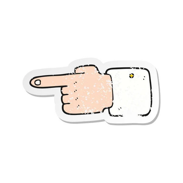 Retro Distressed Sticker Cartoon Pointing Hand — Stock Vector