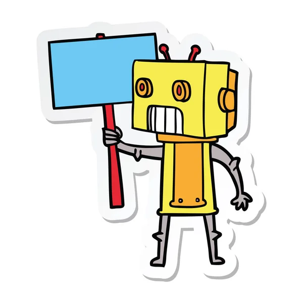 Sticker Cartoon Robot — Stock Vector