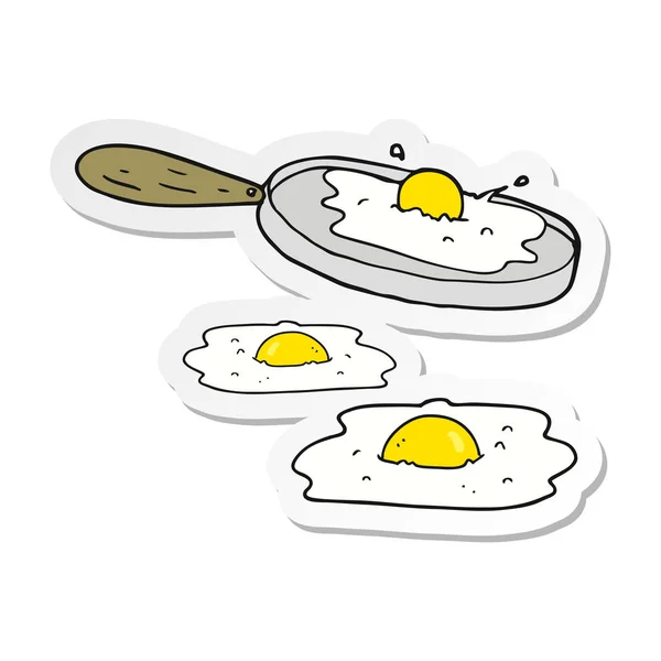 Pegatina de una historieta huevos fritos — Vector de stock