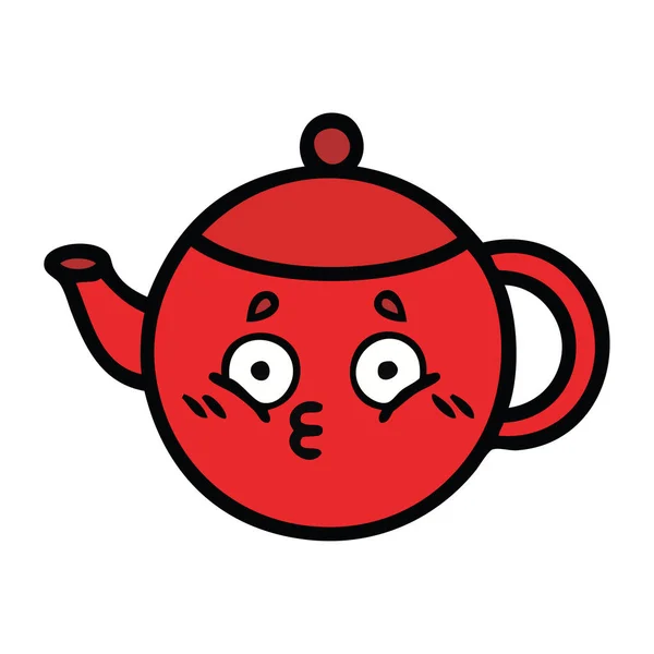 Desenho Animado Bonito Bule Chá — Vetor de Stock