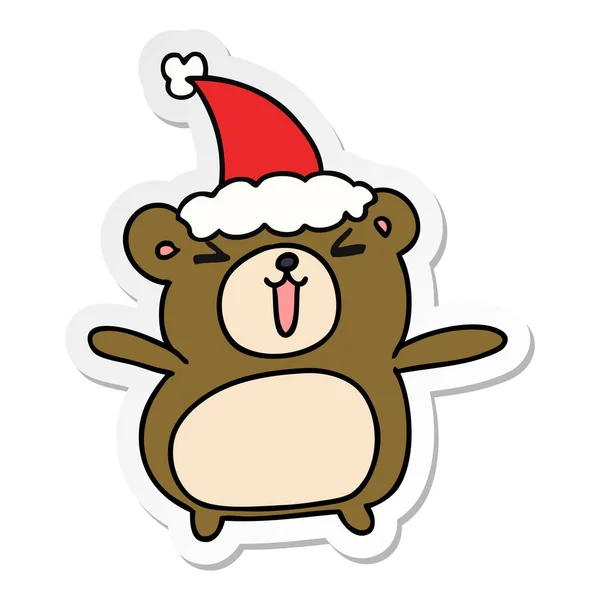 Weihnachtssticker Cartoon von kawaii bear — Stockvektor