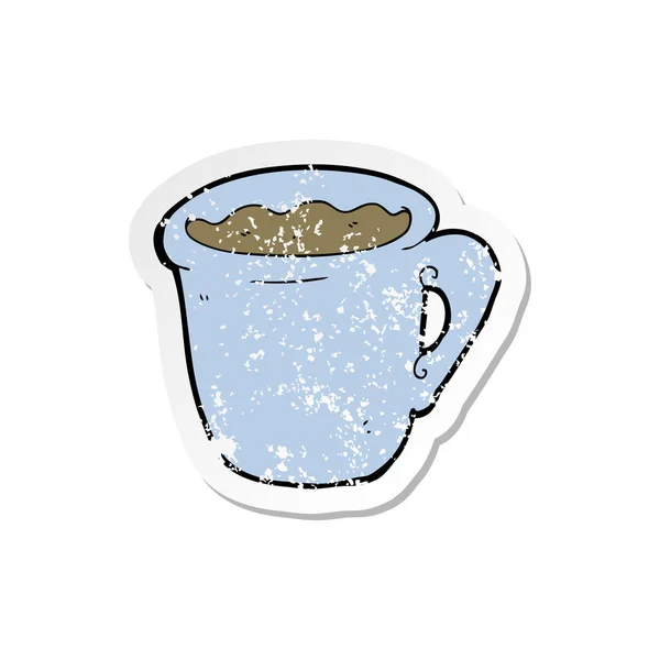 复古苦恼贴纸的卡通咖啡杯 — 图库矢量图片