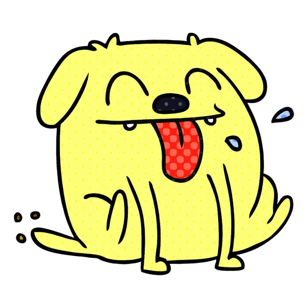 Freihändig Gezeichnete Karikatur Des Niedlichen Kawaii Hundes — Stockvektor