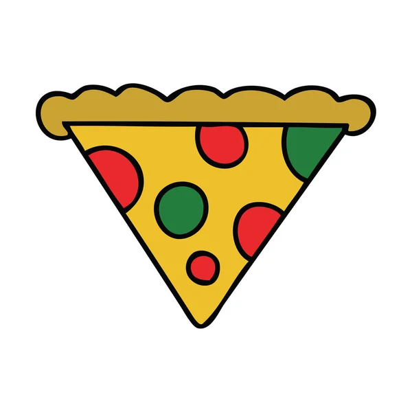 Stravagante Fetta Pizza Disegnata Mano — Vettoriale Stock