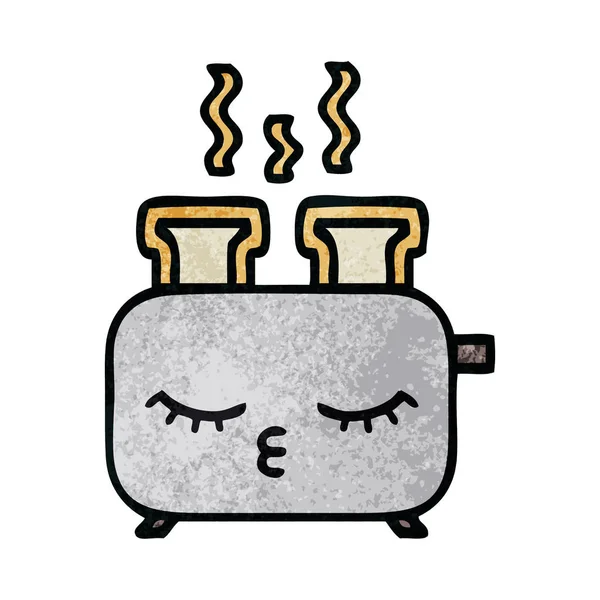 Retro Grunge Doku Karikatür Bir Ekmek Kızartma Makinesi — Stok Vektör