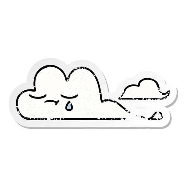 Sevimli Çizgi Beyaz Bulut Sıkıntılı Etiket — Stok Vektör