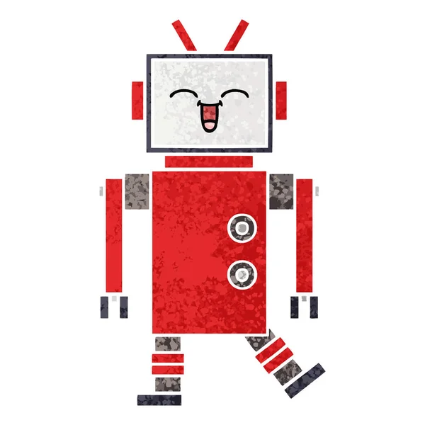 Retro Illustration Style Cartoon Robot — Stock Vector