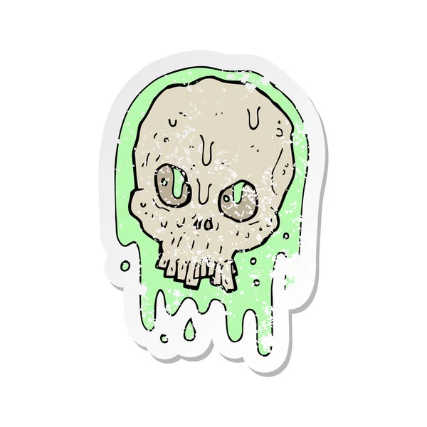 Retro Distressed Sticker Cartoon Slimy Skull — Stock Vector