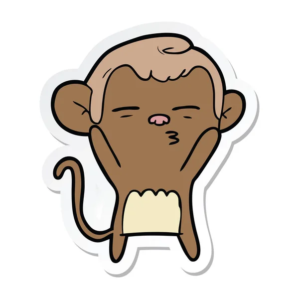 Sticker Cartoon Suspicious Monkey — Stock Vector