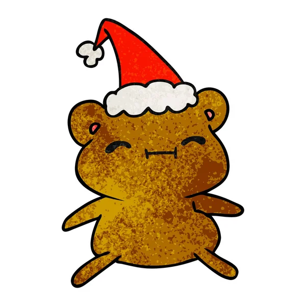 Mão Desenhada Natal Desenhos Animados Texturizados Urso Kawaii —  Vetores de Stock