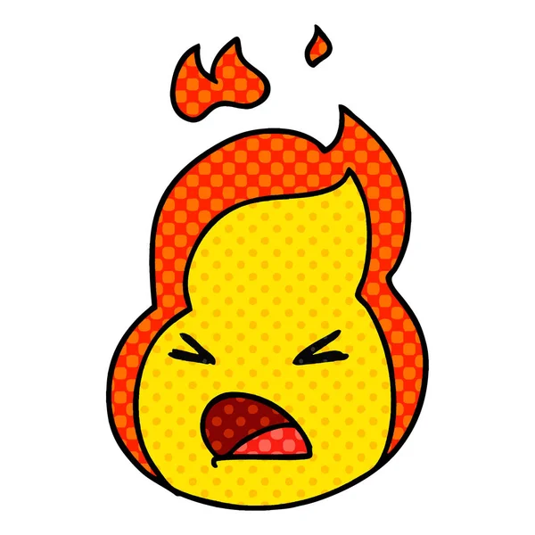 Dibujos animados kawaii llama de fuego lindo — Vector de stock