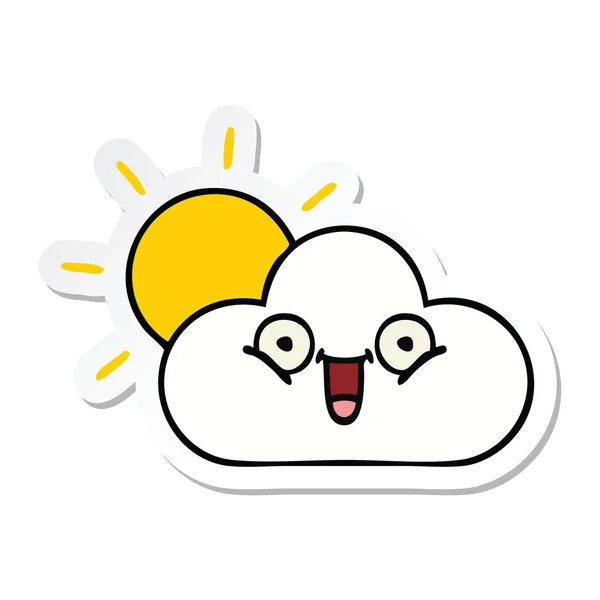 Etiqueta de um lindo desenho animado luz do sol e nuvem — Vetor de Stock