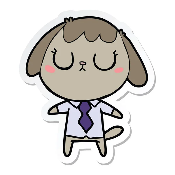 Sticker Cute Cartoon Dog Wearing Office Shirt — Stock Vector