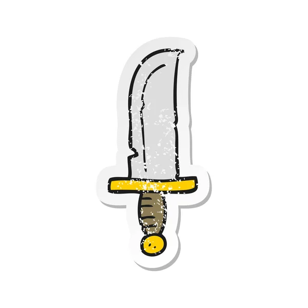 Retro Aufkleber Eines Cartoon Messers — Stockvektor