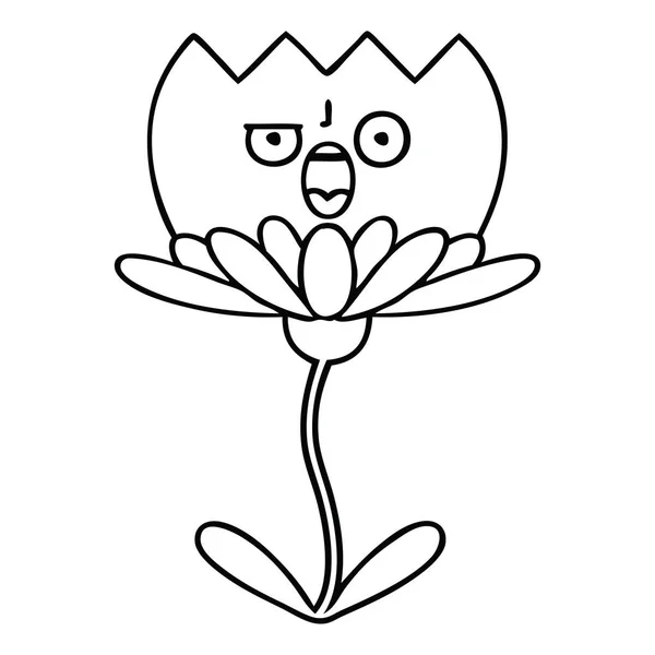 Línea Dibujo Dibujos Animados Una Flor — Archivo Imágenes Vectoriales