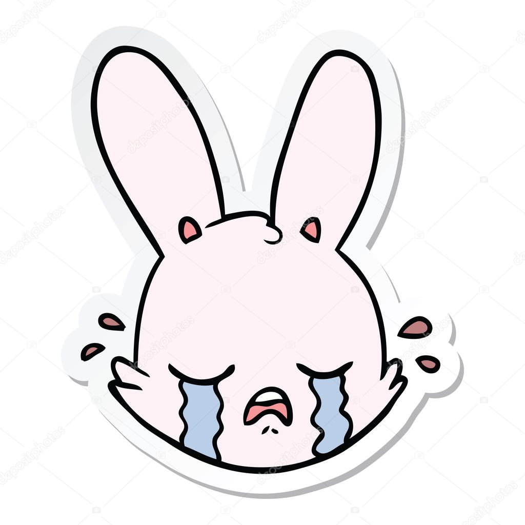 Sticker Of A Cartoon Crying Bunny Face Premium Vector In Adobe Illustrator Ai Ai Format Encapsulated Postscript Eps Eps Format