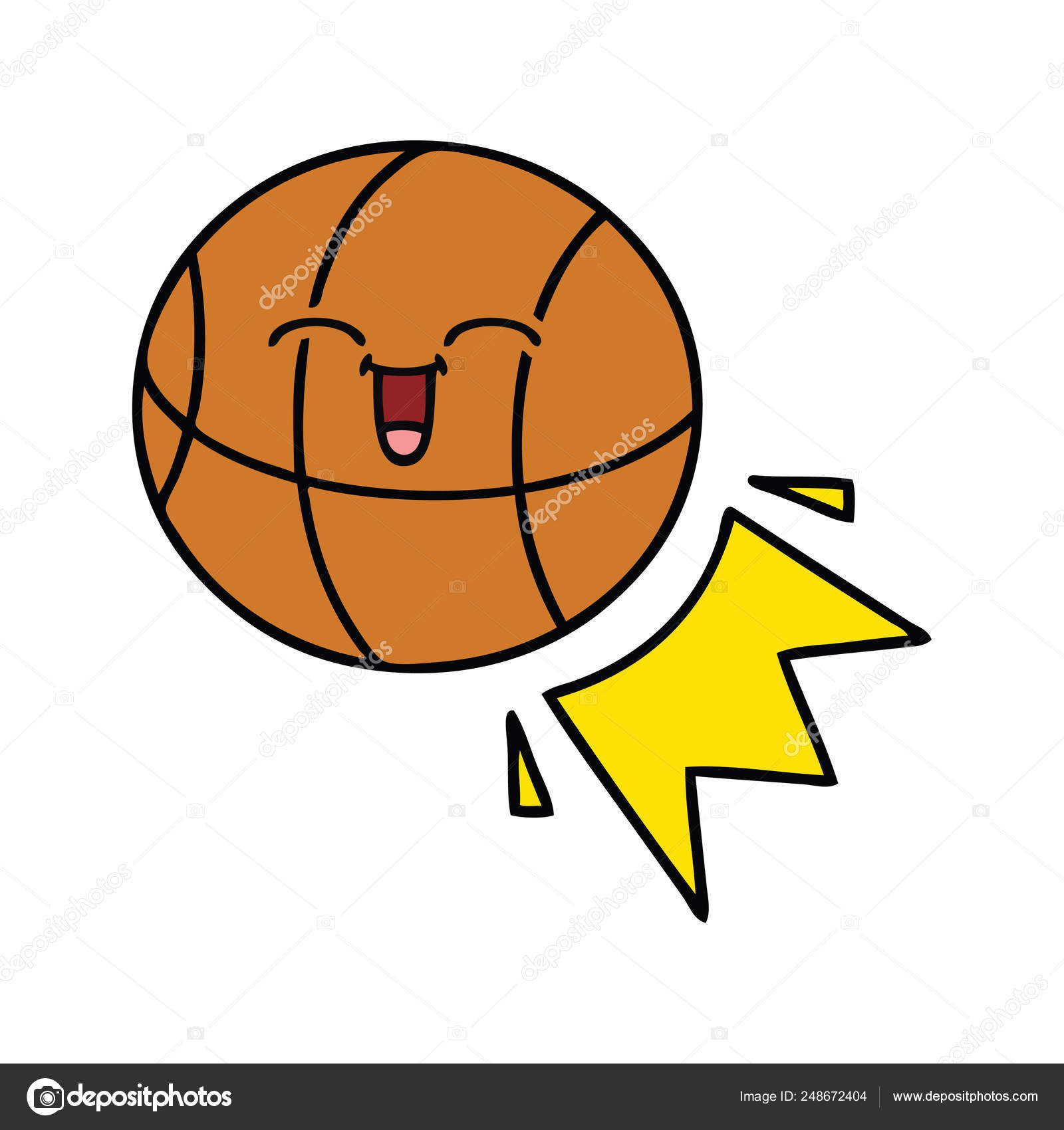 Desenho Animado Bonito Uma Bola Basquete imagem vetorial de