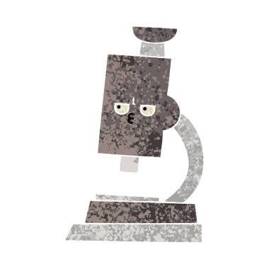 Retro illüstrasyon tarzı çizgi film mikroskop