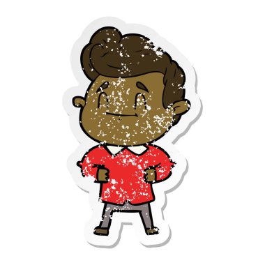 bir mutlu çizgi film adamın sıkıntılı etiket