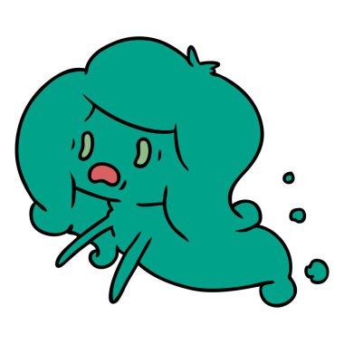 kawaii korkunç hayalet serbest çizilmiş karikatür