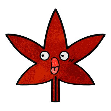 Retro grunge doku çizgi film sonbahar yaprak