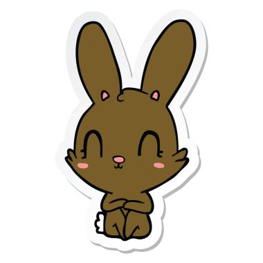 sevimli çizgi tavşan çıkartması