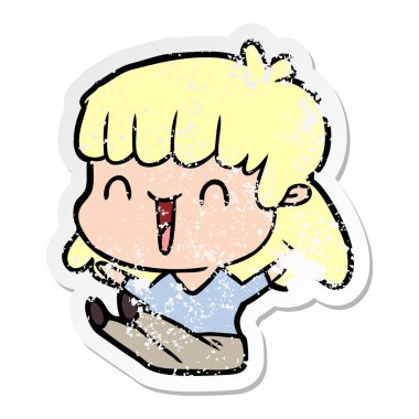 bir çizgi film kadının sıkıntılı etiket