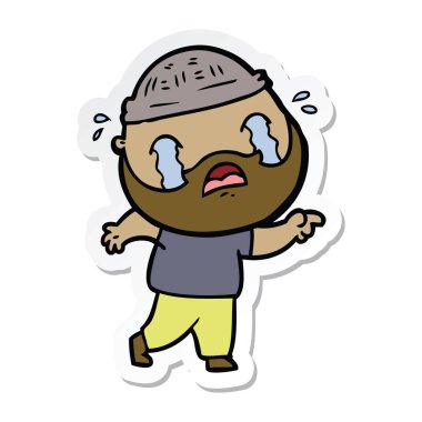 etiket bir karikatür ağlayan adam sakallı