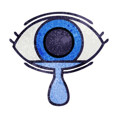 Retro grunge doku karikatür bir ağlayan göz