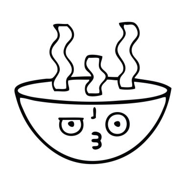Çizim karikatür tas sıcak çorba