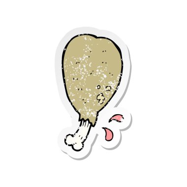 bir çizgi film tavuk budu Retro sıkıntılı etiket