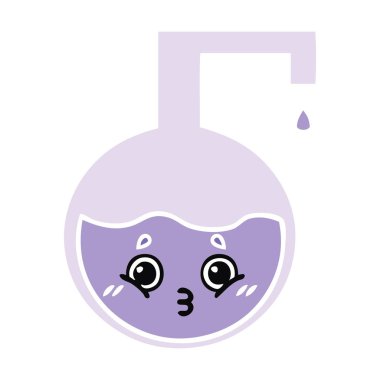 düz renk retro karikatür bir bilimsel deney 