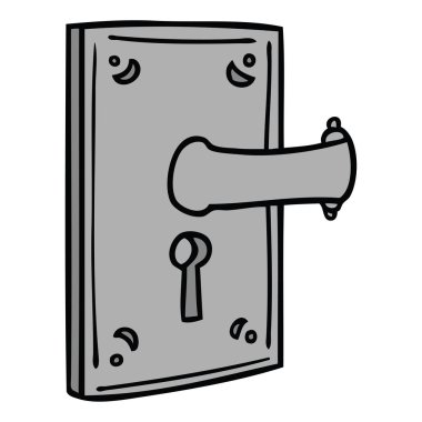 elle çizilmiş karikatür doodle bir kapı kolu