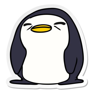etiket çizgi film illüstrasyon kawaii bir sevimli penguen