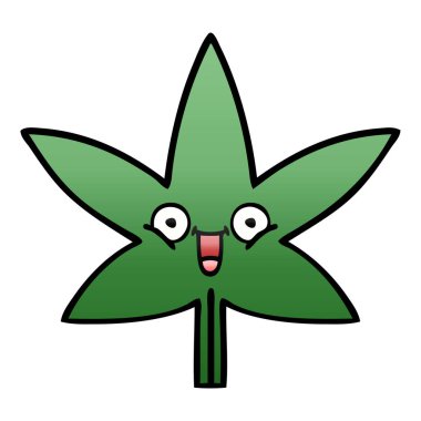 Degrade gölgeli karikatür marihuana yaprağı