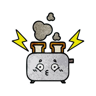 Retro grunge doku karikatür bir ekmek kızartma makinesi,