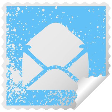 sıkıntılı kare etiketi simgesi kağıt zarf peeling