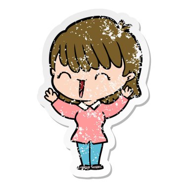 bir çizgi film kadının sıkıntılı etiket