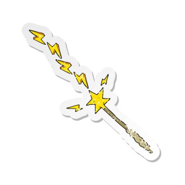 bir çizgi film sihirli değnek Retro sıkıntılı etiket