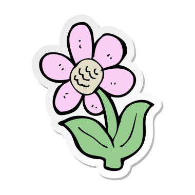 etiket bir karikatür çiçek