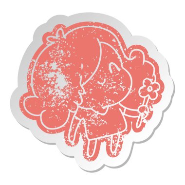 bir şirin kawaii kızın sıkıntılı eski etiket