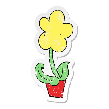 sevimli çizgi çiçek sıkıntılı etiket