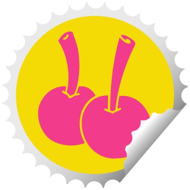 dairesel peeling etiket ilginç karikatür kiraz