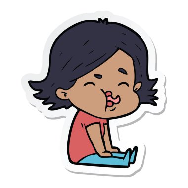 etiket yüz çekerek bir çizgi film kız