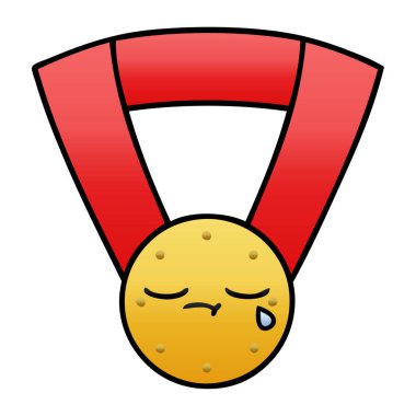 Degrade gölgeli karikatür altın madalya